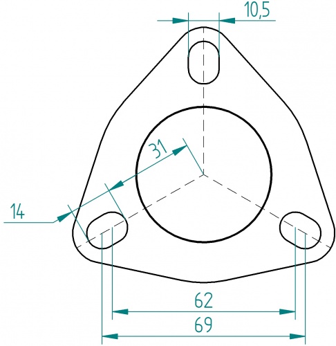 3-gaats rvs flens 45-50mm