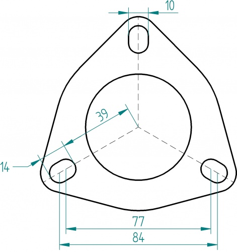 3-gaats rvs flens 55-65mmmm
