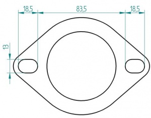 2-Gaats Uitlaatflens 60-65mm