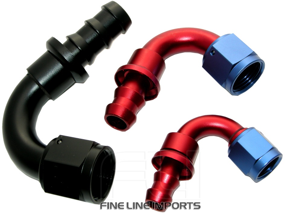 120 Graden Push On Fitting Dash-12 Zwart