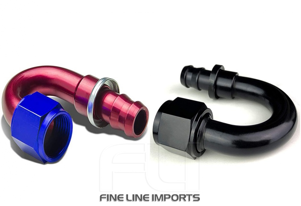 180 Graden Push On Fitting Dash-10 Rood/Blauw