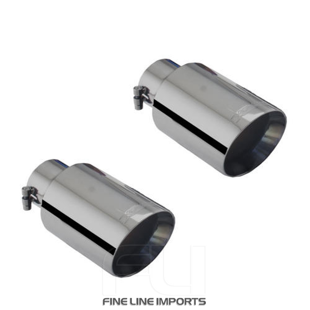 Black Round Angle-Cut Double Wall Tip 3 inch Inlet, 4 inch Outlet Round Muffler