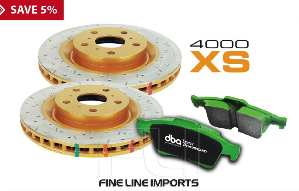 Brake Kit - 4000 Series T3 Slotted and Street Performance Brake Pads (2x DBA4574XS + DB1509SP)