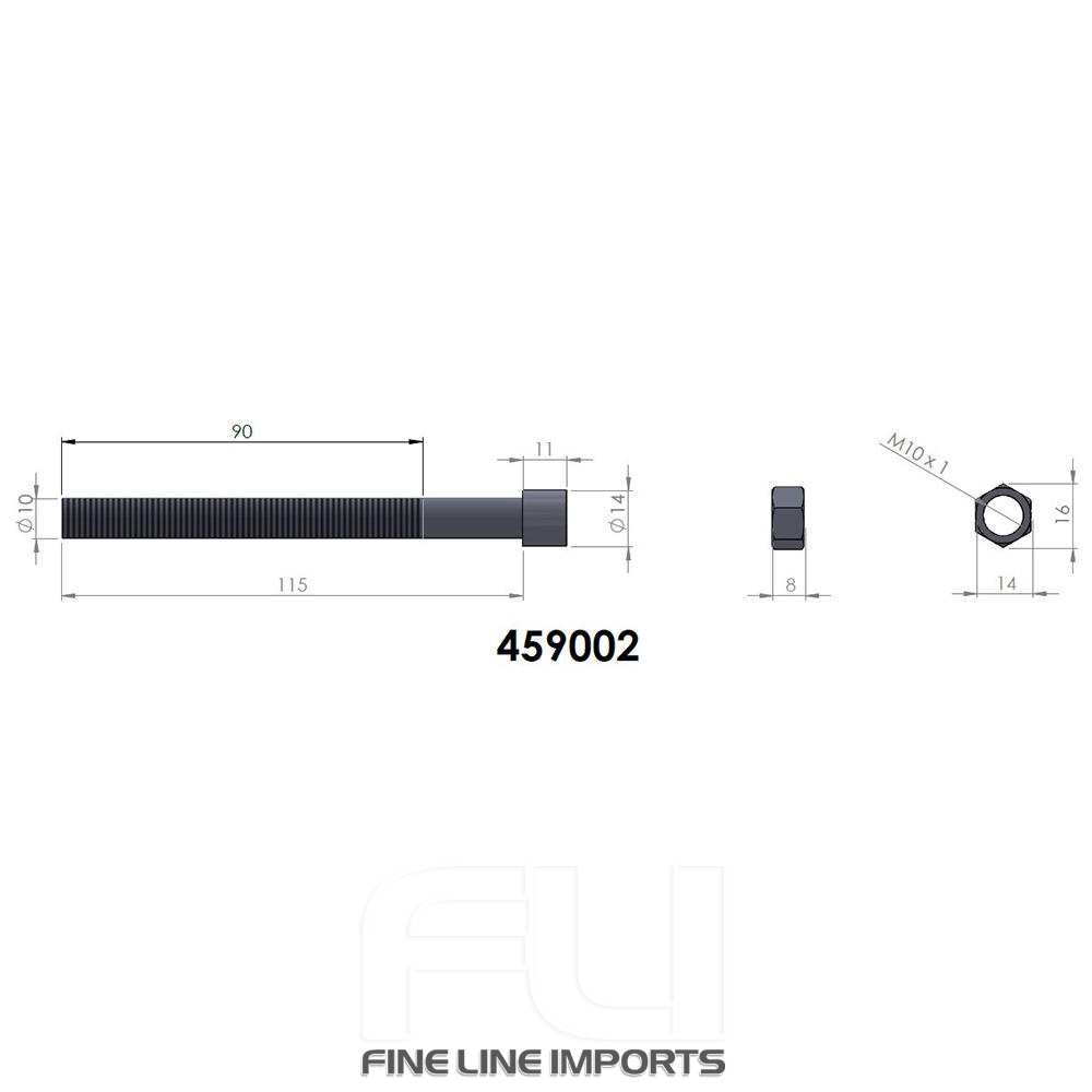 Centre Bolt M10 x 115mm (Pedders-459002)