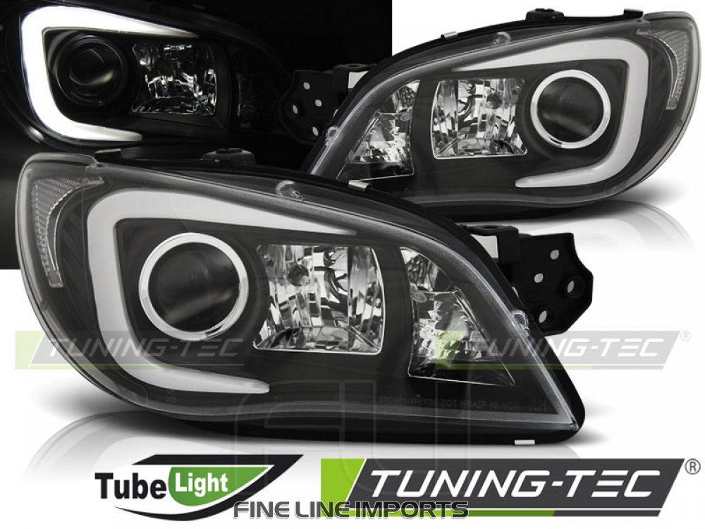 Image of HEADLIGHTS SUBARU IMPREZA II GD 06-07 (Hawkeye) TUBE LIGHT BLACK (RSS-LPSU06)