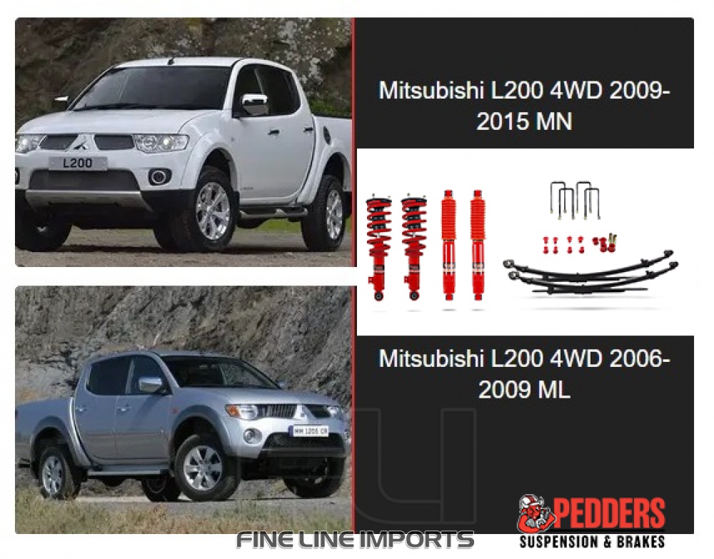 Pedders 1.5 Inch Lift Kit. With Improved Ride & Assembled Struts. Mitsubishi L200 (Pedders-803267)
