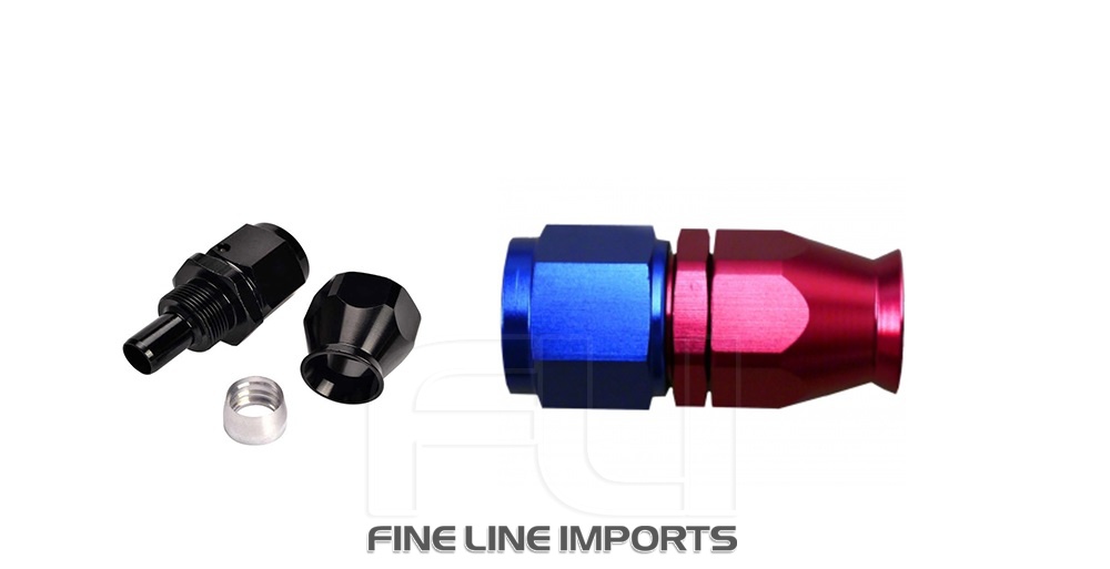 Rechte Schroef Fitting (PTFE) Dash08 Rood/Blauw