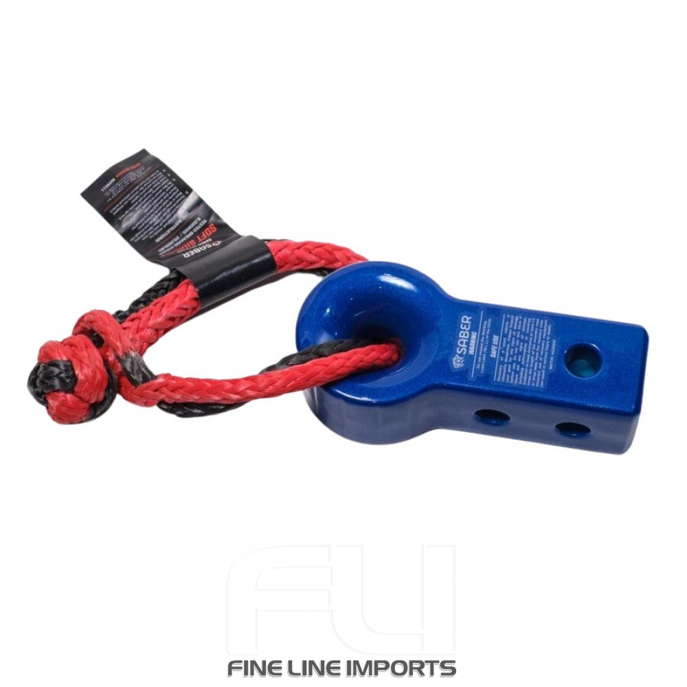 Saber 7075 Alloy Recovery Hitch  Blue Prismatic & 9K Soft Shackle (SBR-RFRH2BK1)
