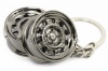 CK-BR058BC Wide steel wheel keychain (black chrome)