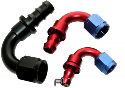 120 Graden Push On Fitting Dash-10 Rood/Blauw