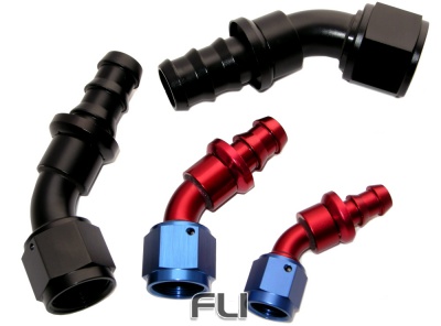 45 Graden Push On Fitting Dash-6 Rood/Blauw