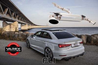 Audi RS3 8V Sedan 2017-On Twin 2.5inch to 3inch 304 Stainless Steel Cat Back System With Varex Muffler