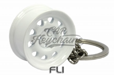 CK-BR058W Wide steel wheel keychain (white)