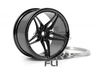 CK-BR062BC 2PC wheel keychain (black chrome)