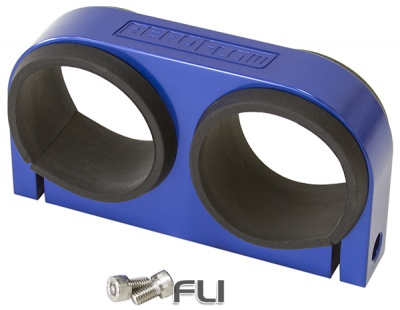 Dual Billet Fuel Pump Bracket - Blue Suits Aeroflow/Bosch 044 Fuel Pumps. Can also be used as a 2-5/8 Inch Gauge Holder