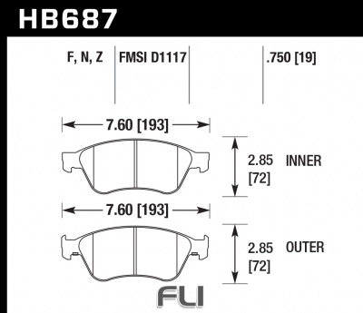 HB687F.750 - HPS - Straat Remblokken Hawk Performance (Audi S6 / S8 2006-2011)(Pheaton 2002-2016)