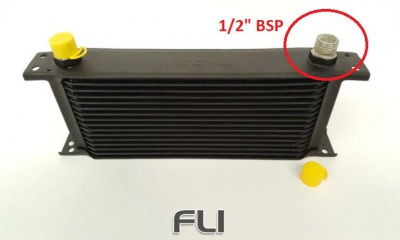 Mocal oliekoeler 10 Rijen - 77mm hoog 330mm - 0,20 liter - 1/2"BSP