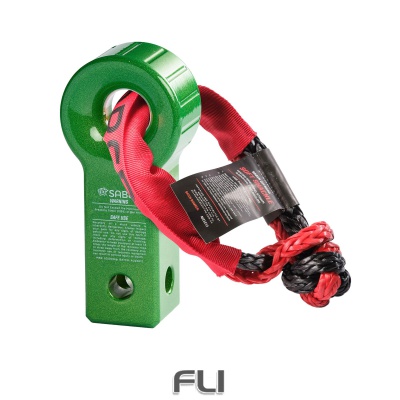 Saber 7075 Aluminium Rope Friendly Recovery Hitch - Green Prismatic & 9K Soft Shackle (SBR-RFRH2GK1)