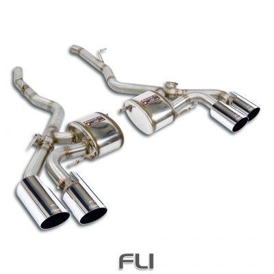 SS526026 - Supersprint Rear mufflers kit Right OO100 + Left OO100 with valves, Silver tips