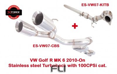 Volkswagen Golf MK6R 2010-On Volledig Xforce Turboback system zonder klep - ES-VW07-Full